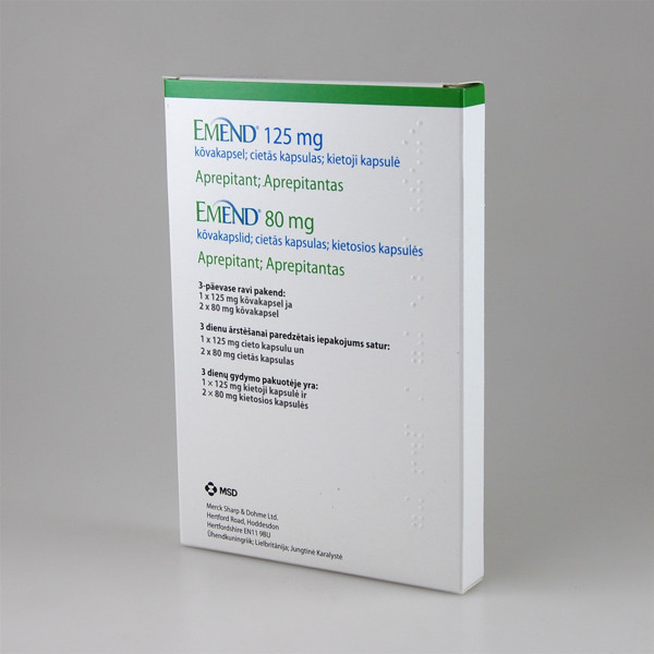 EMEND, 125 mg, kietos kapsulės, N1 + 80 mg, kietos kapsulės, N2 paveikslėlis