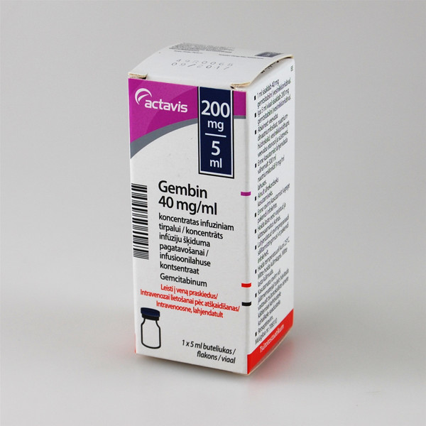 GEMBIN, 40 mg/ml, koncentratas infuziniam tirpalui, 5 ml, N1 paveikslėlis