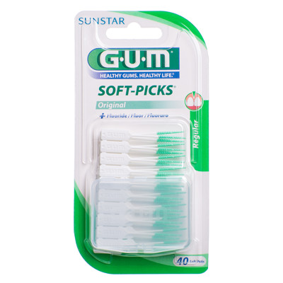 GUM SOFT PICS, dantų krapštukai su guminiais šereliais, su  flouru, 40 vnt. paveikslėlis
