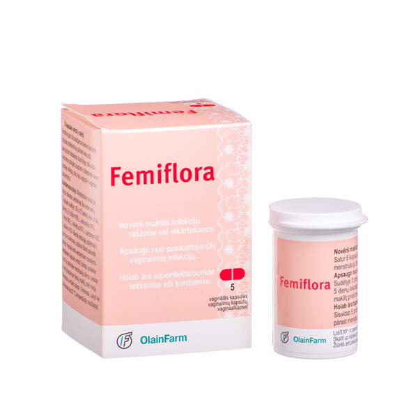 OLAINFARM FEMIFLORA, 5 vaginalinės kapsulės   paveikslėlis