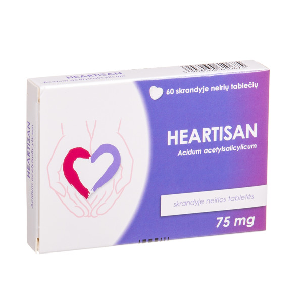 HEARTISAN, 75 mg, skrandyje neirios tabletės, N60 paveikslėlis