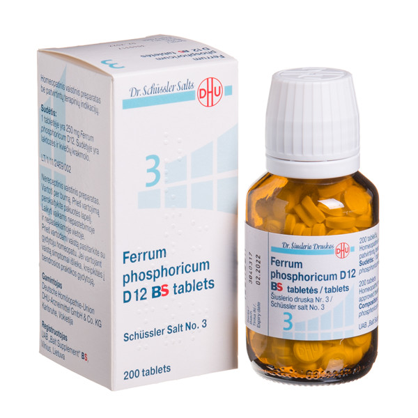 FERRUM PHOSPHORICUM D12 BS, Šiuslerio druska Nr. 3, tabletės, N200 paveikslėlis