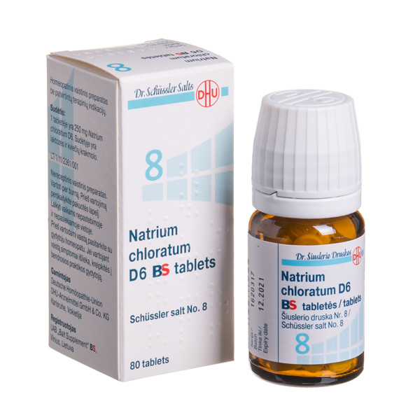 NATRIUM CHLORATUM D6 BS, Šiuslerio druska Nr. 8, tabletės, N80 paveikslėlis