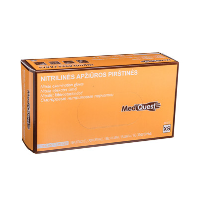 MEDIQUEST, nitrilinės pirštinės be pudros, XS, 100 vnt. paveikslėlis