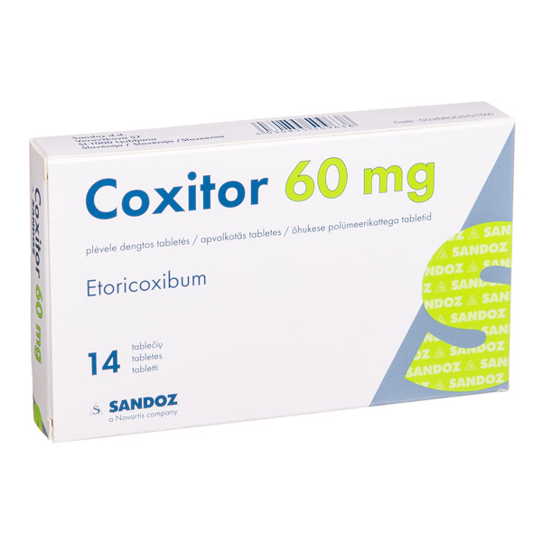 COXITOR, 60 mg, plėvele dengtos tabletės, N14  paveikslėlis