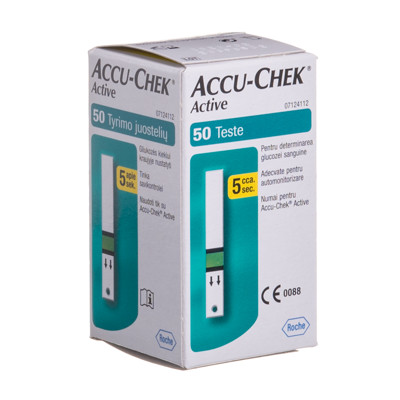 ACCU-CHEK ACTIVE GLUCOSE, diagnostinės juostelės gliukozei, 50 vnt. paveikslėlis