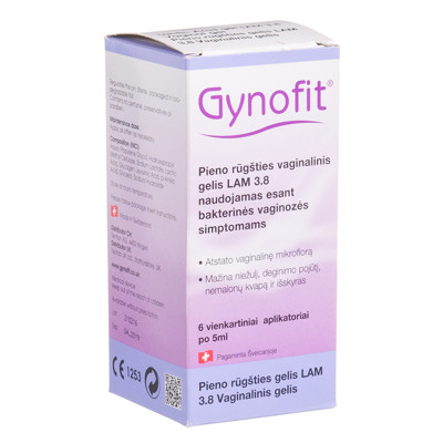 GYNOFIT, vaginalinis pieno rūgšties gelis, 5 ml, 6 vnt. paveikslėlis