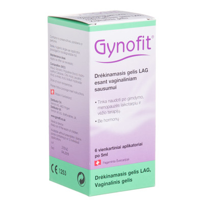 GYNOFIT, vaginalinis drėkinamasis gelis, 5 ml, 6 vnt. paveikslėlis