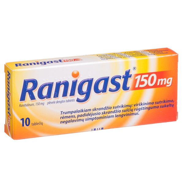 RANIGAST, 150 mg, plėvele dengtos tabletės, N10  paveikslėlis