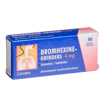 BROMHEXINE-GRINDEKS, 4 mg, tabletės, N50  paveikslėlis