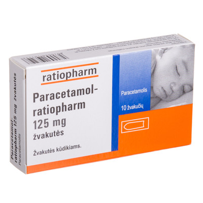 PARACETAMOL-RATIOPHARM, 125 mg, žvakutės, N10  paveikslėlis