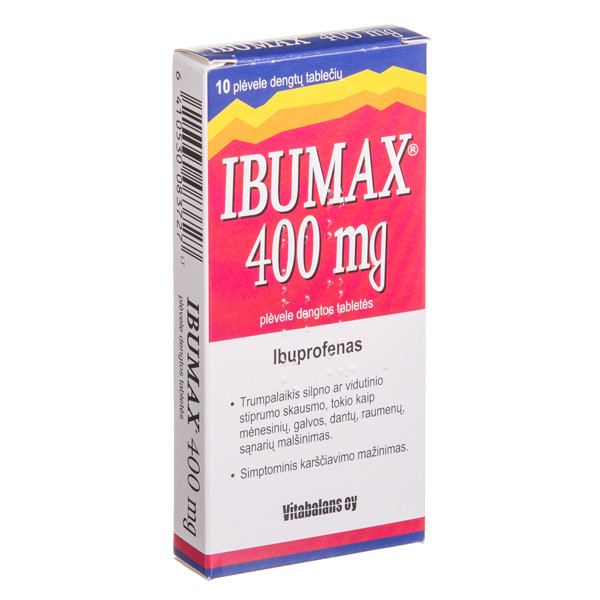 IBUMAX, 400 mg, plėvele dengtos tabletės, N10  paveikslėlis