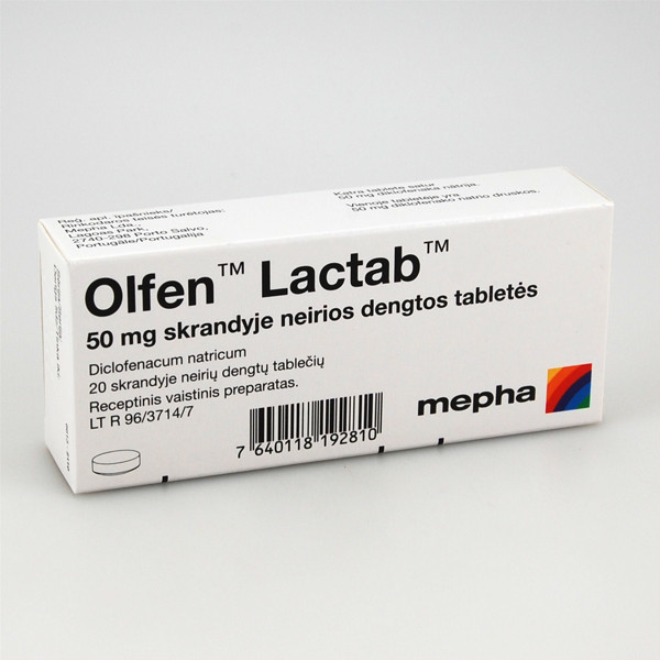 OLFEN LACTAB, 50 mg, skrandyje neirios dengtos tabletės, N20  paveikslėlis