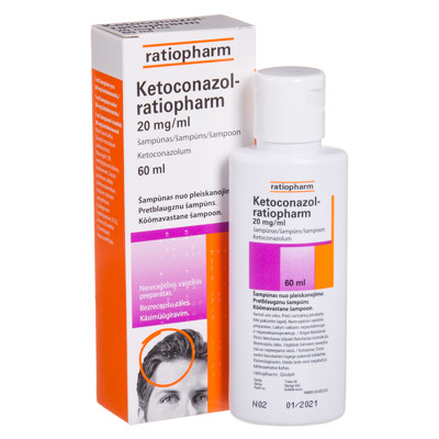 KETOCONAZOL-RATIOPHARM, 20 mg/ml, šampūnas, 60 ml  paveikslėlis