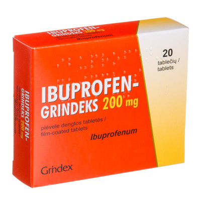 IBUPROFEN-GRINDEKS, 200 mg, plėvele dengtos tabletės, N20  paveikslėlis