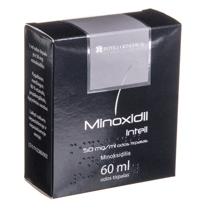 MINOXIDIL INTELI, 50 mg/ml, odos tirpalas, 60 ml, N1 paveikslėlis