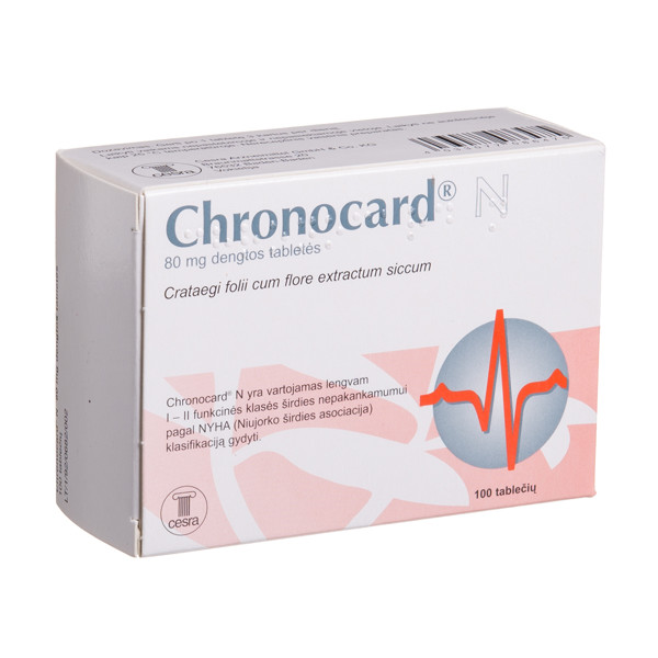 CHRONOCARD N, 80 mg, dengtos tabletės, N100  paveikslėlis