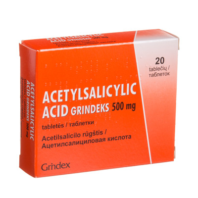 ACETYLSALICYLYC ACID GRINDEKS, 500 mg, tabletės, N20 paveikslėlis