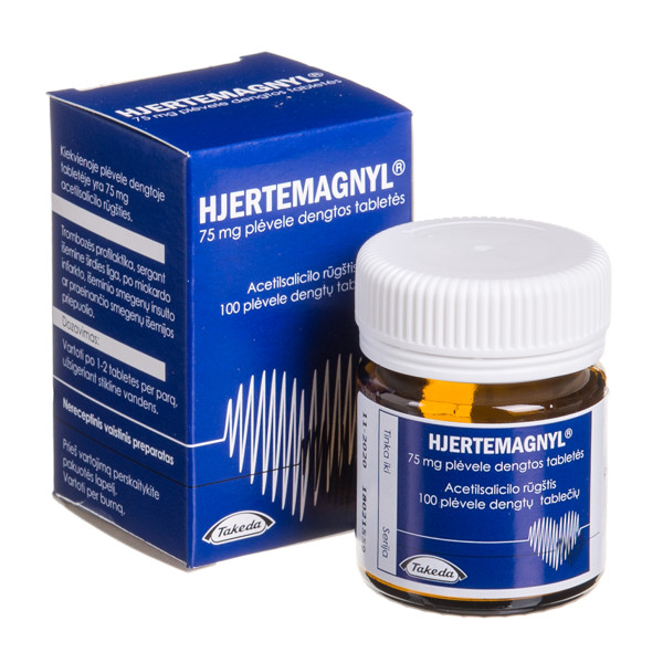 HJERTEMAGNYL, 75 mg, plėvele dengtos tabletės, N100  paveikslėlis