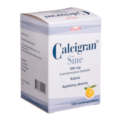 CALCIGRAN SINE, 500 mg, kramtomos tabletės, N100  paveikslėlis