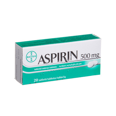 ASPIRIN 500 mg, tabletės, N20  paveikslėlis