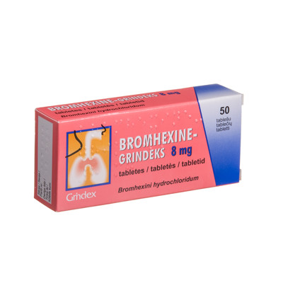 BROMHEXINE-GRINDEKS, 8 mg, tabletės, N50 paveikslėlis