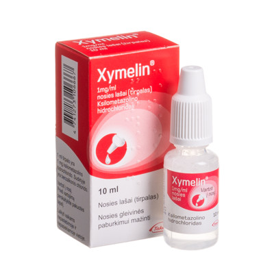 XYMELIN, 1 mg/ml, nosies lašai (tirpalas), 10 ml paveikslėlis