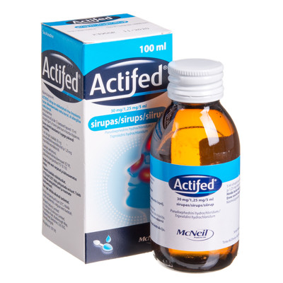 ACTIFED, 30 mg/1,25 mg/5 ml, sirupas, 100 ml  paveikslėlis