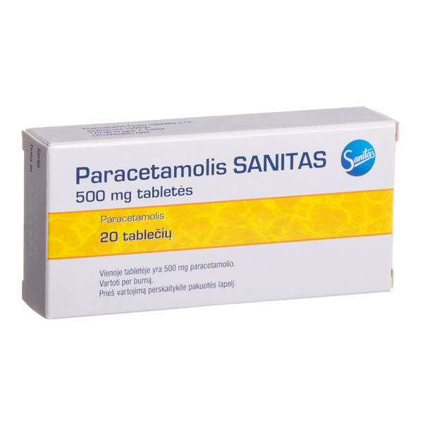 PARACETAMOLIS SANITAS, 500 mg, tabletės, N20  paveikslėlis