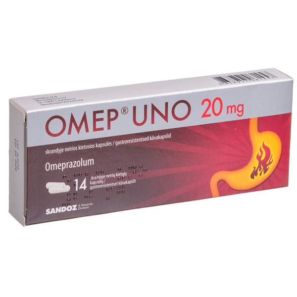 OMEP UNO, 20 mg, skrandyje neirios kietosios kapsulės, N14 paveikslėlis