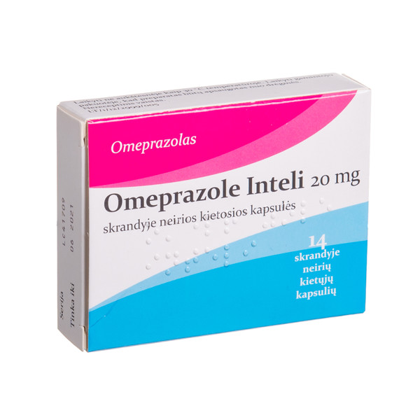 OMEPRAZOLE INTELI, 20 mg, skrandyje neirios kietosios kapsulės, N14 paveikslėlis