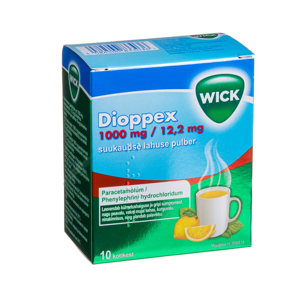 DIOPPEX, 1000 mg/12,2 mg, milteliai geriamajam tirpalui, N10  paveikslėlis