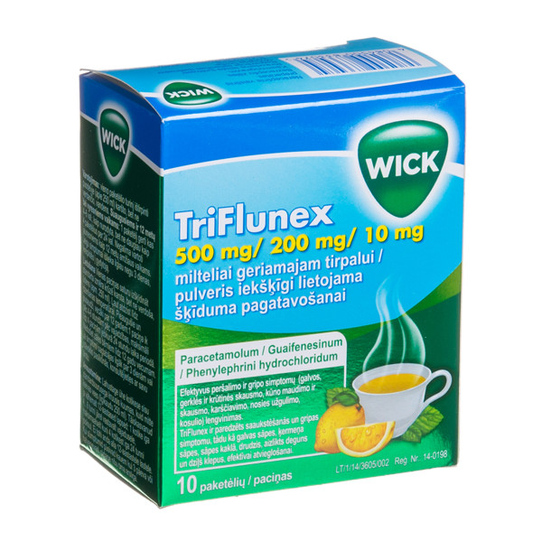 TRIFLUNEX, 500 mg/200 mg/10 mg, milteliai geriamajam tirpalui, N10  paveikslėlis