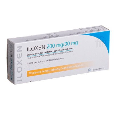 ILOXEN, 200 mg/30 mg, plėvele dengtos tabletės, N12  paveikslėlis