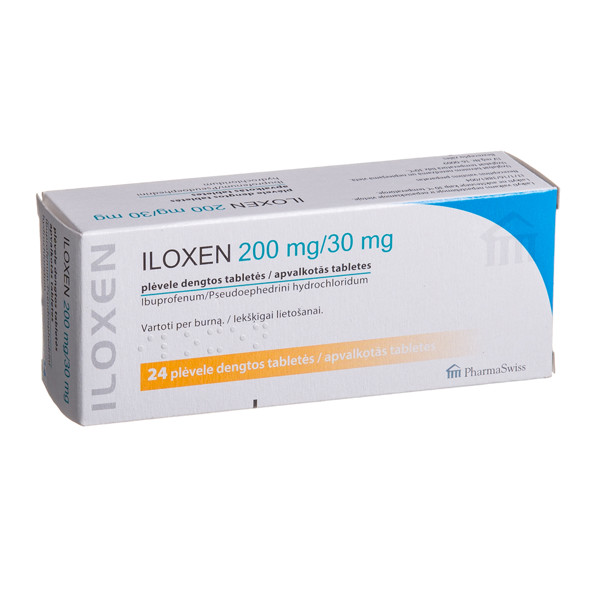 ILOXEN, 200 mg/30 mg, plėvele dengtos tabletės, N24  paveikslėlis