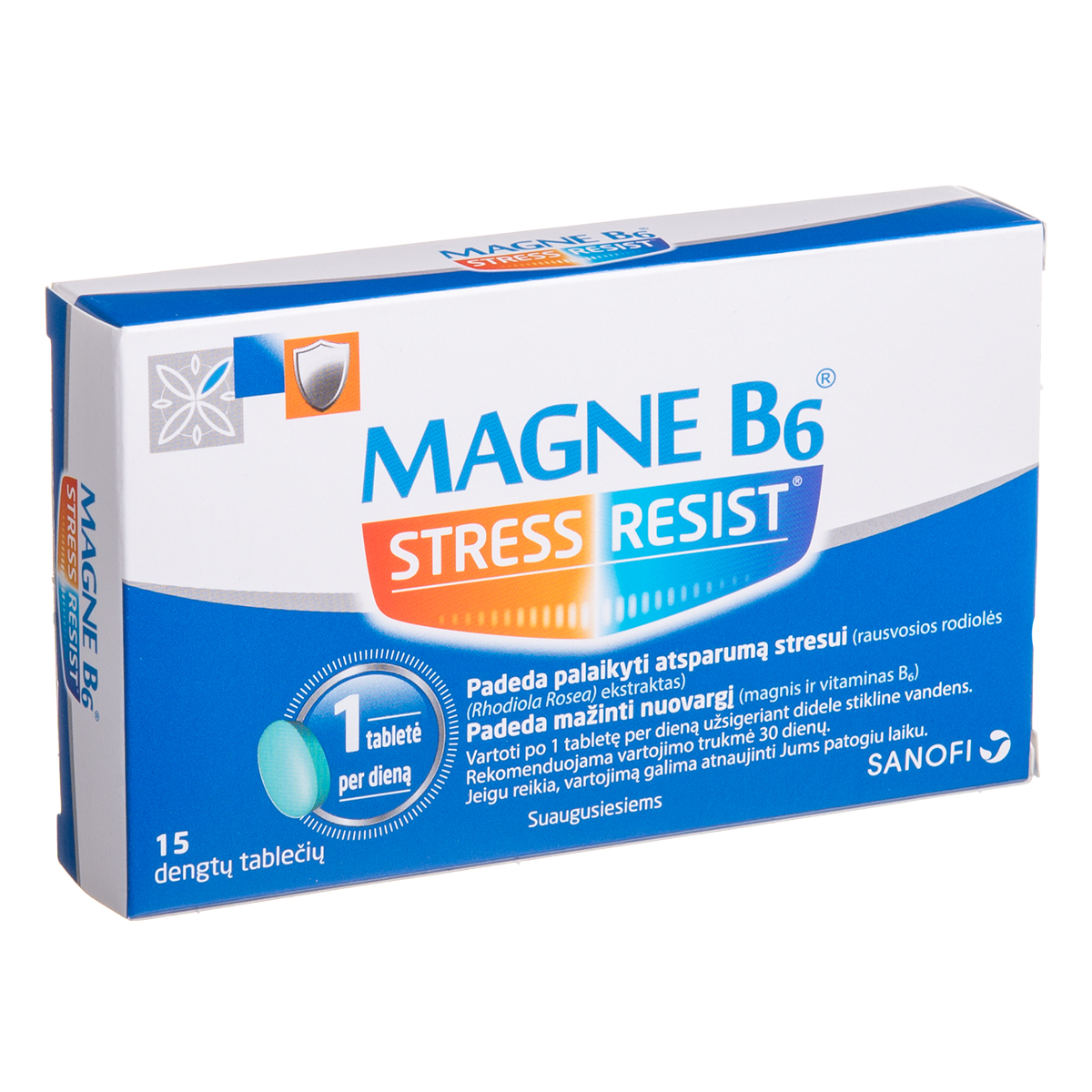SANOFI MAGNE B6 STRESS RESIST, plėvele dengtos tabletės, 15 vnt