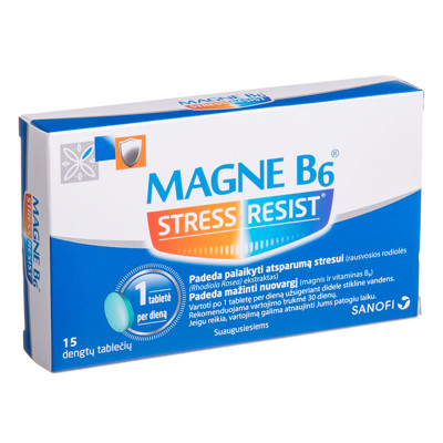 SANOFI MAGNE B6 STRESS RESIST, plėvele dengtos tabletės, 15 vnt. paveikslėlis