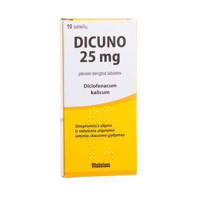 DICUNO, 25 mg, plėvele dengtos tabletės, N10 paveikslėlis