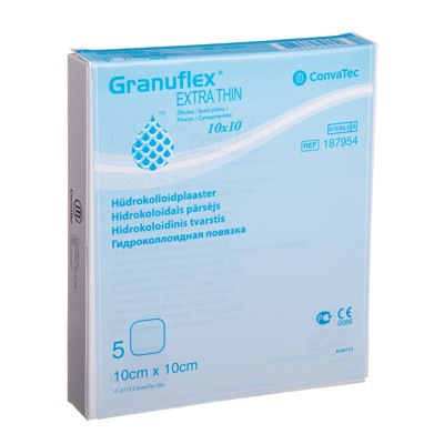 CONVATEC GRANUFLEX EXTRA THIN, hidrokoloidinis tvarstis, 10 x 10 cm, 5 vnt. paveikslėlis