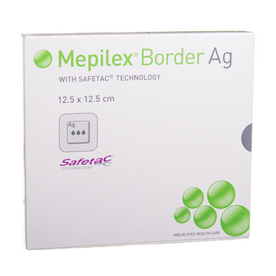 MEPILEX BORDER AG, tvarstis, 12,5 cm x 12,5 cm, silikoninis, 5 vnt. paveikslėlis
