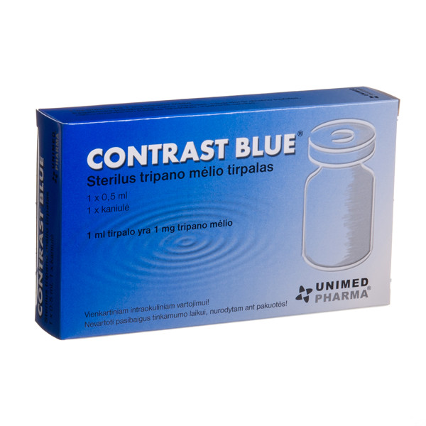 UNIMED PHARMA CONTRAST BLUE, sterilus tripano mėlio tirpalas, 0,5 ml paveikslėlis