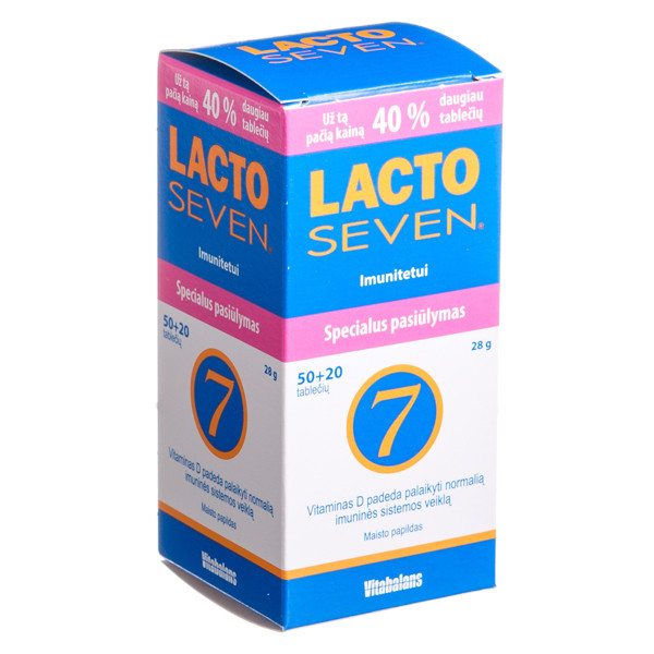 LACTO SEVEN, 50 tablečių + 20 tablečių paveikslėlis