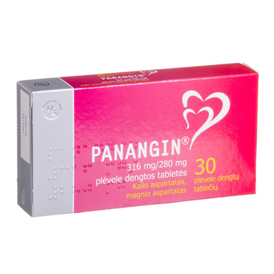 PANANGIN, 316 mg/280 mg, plėvele dengtos tabletės, N30 paveikslėlis