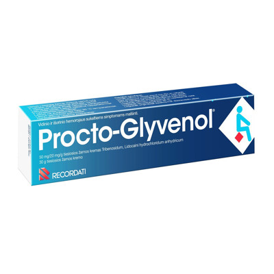 PROCTO-GLYVENOL, 50 mg/20 mg/g, tiesiosios žarnos kremas, 30 g  paveikslėlis