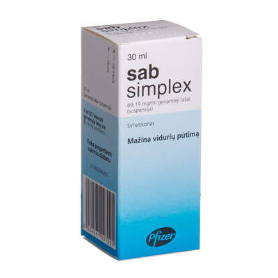 SAB SIMPLEX, 69,19 mg/ml, geriamieji lašai (suspensija), 30 ml  paveikslėlis