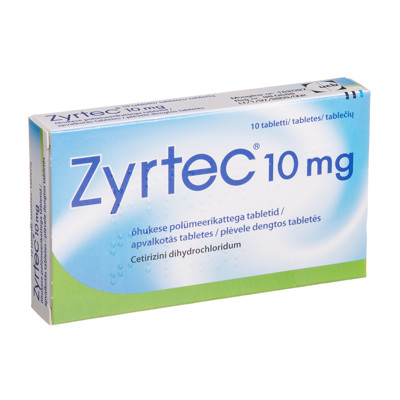 ZYRTEC, 10 mg, plėvele dengtos tabletės, N10  paveikslėlis