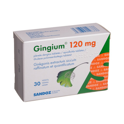 GINGIUM, 120 mg, plėvele dengtos tabletės, N30  paveikslėlis
