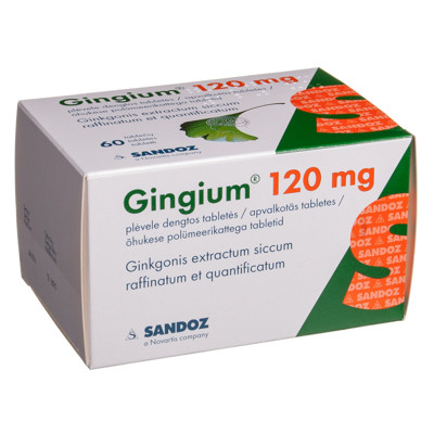GINGIUM, 120 mg, plėvele dengtos tabletės, N60  paveikslėlis