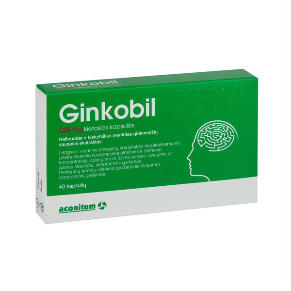 GINKOBIL, 120 mg, kietosios kapsulės, N40 paveikslėlis