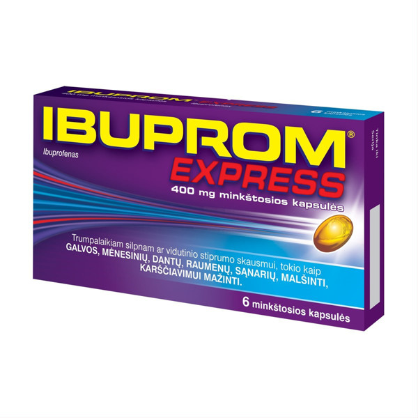 IBUPROM EXPRESS, 400 mg, minkštosios kapsulės, N6 paveikslėlis